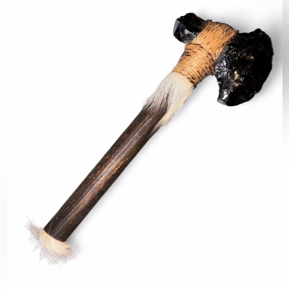 Handcrafted Obsidian, knapped Axe